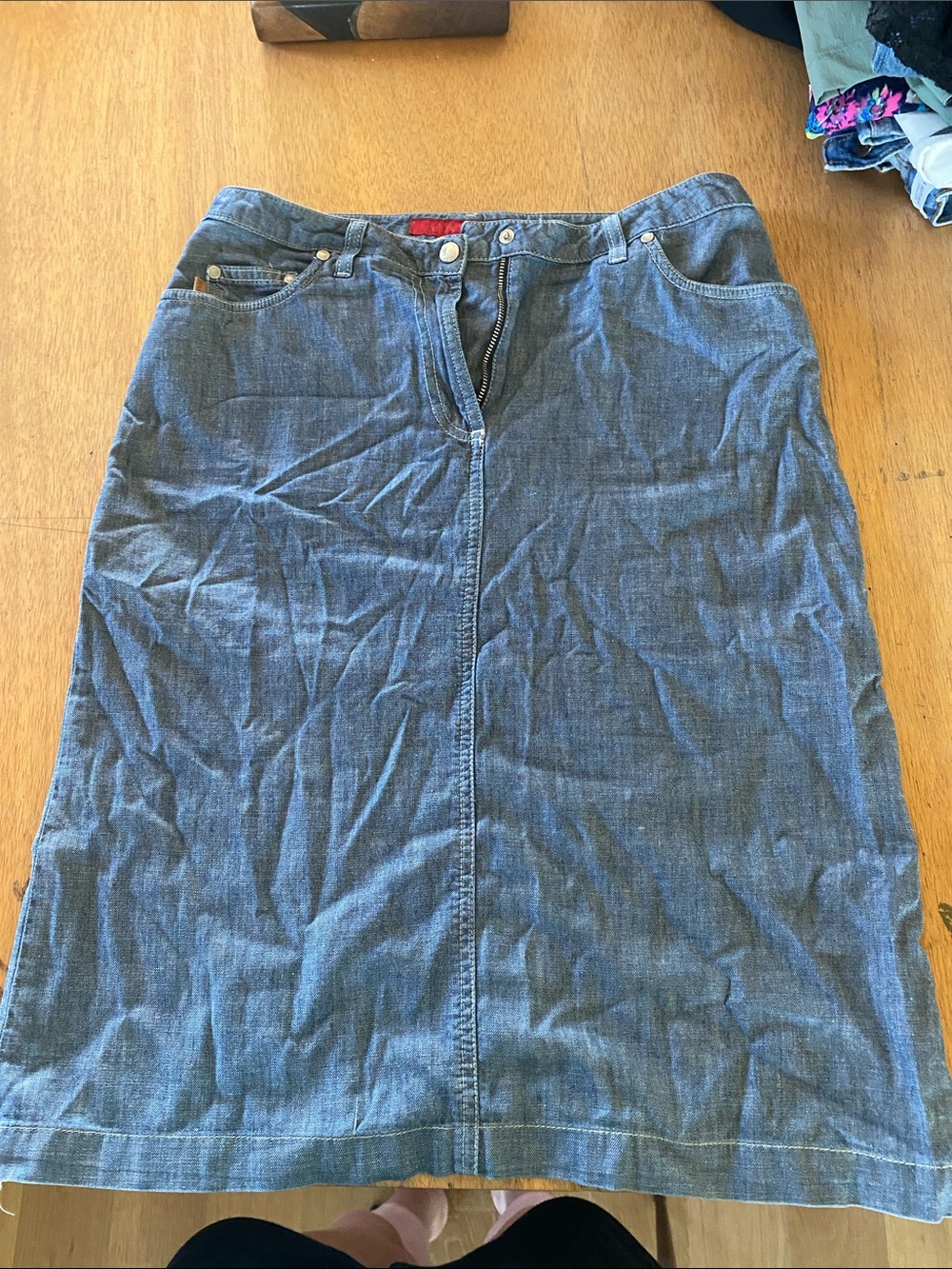 Fcuk Women’s Denim Midi Skirt in Blue